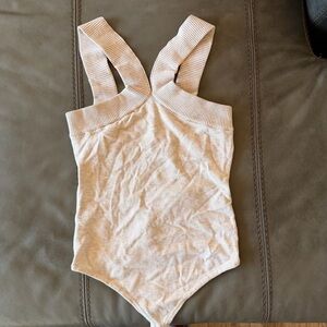 Elegant Cream Ribbed Bodysuit